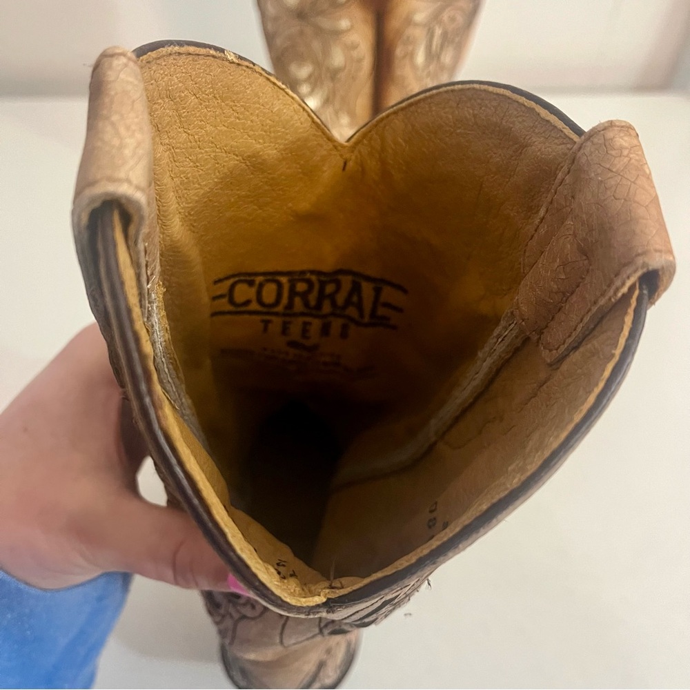 Corral Teens Leather Western Boots Size 2 - Picture 11 of 13